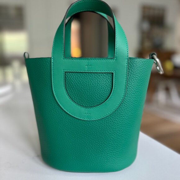 Hermès In the Loop 18 Vert Vertigo Handbag Clemence NEW w Receipt, Authentic - Picture 2 of 16